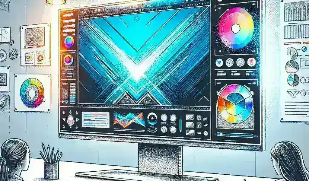 "Close-up view of the Asus P16 OLED Touch Display showcasing vibrant colors and precise details, ideal for color-accurate workflows in professional graphic design and multimedia editing."