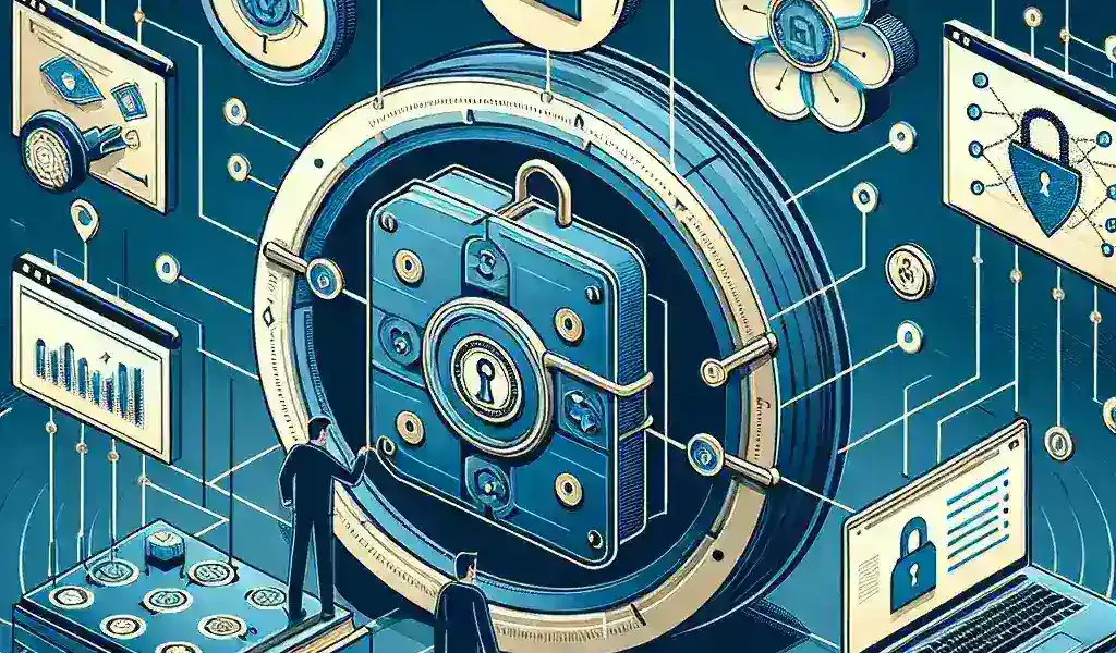 "Graphic illustrating Data Encryption Key Management Services, showcasing secure digital asset protection and key lifecycle management techniques."