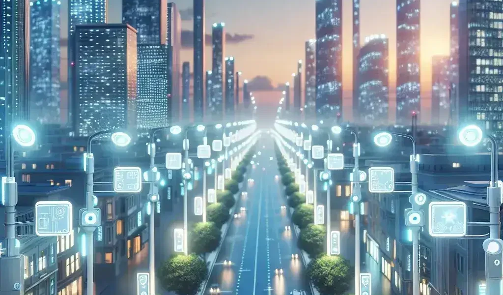 "Connected streetlights in a smart city pilot program by Comcast, showcasing advanced technology integration for urban infrastructure improvement."