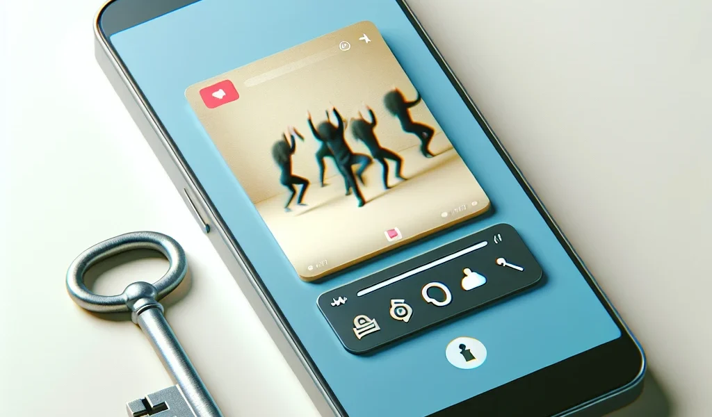 "An illustration of a smartphone displaying the TikTok app interface with a prominent download button, representing a TikTok video downloader tool for effortless video downloads."